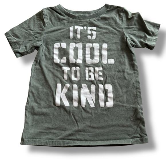 The Children's Place Boys Shirt 5T It's Cool to be Kind Olive Sage Green Tee - Picture 4 of 7